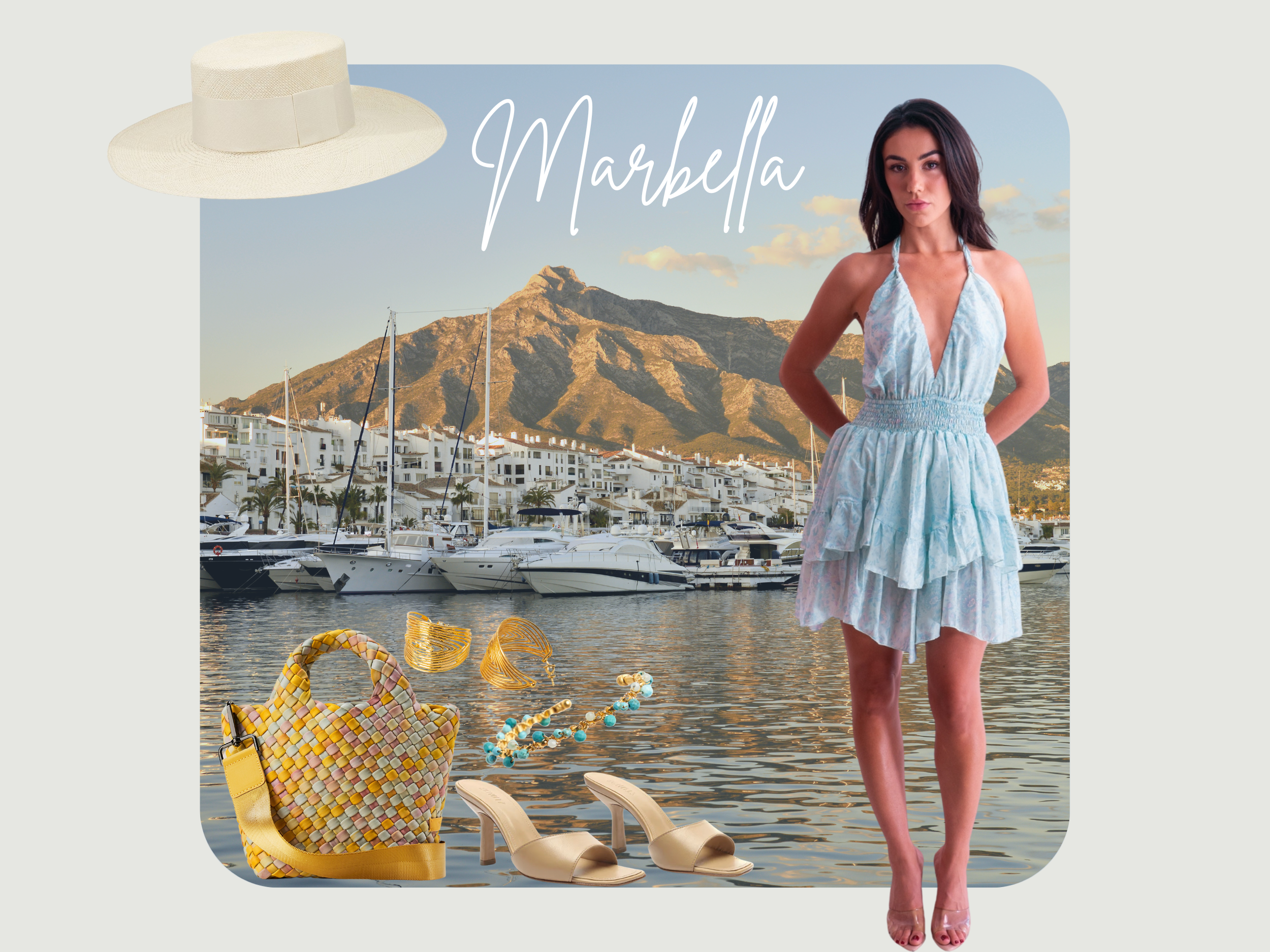 Crisp whites, soft pastels, and effortless elegance — your passport to Mediterranean luxury. Discover flowing dresses, breezy  accessories, and timeless style.