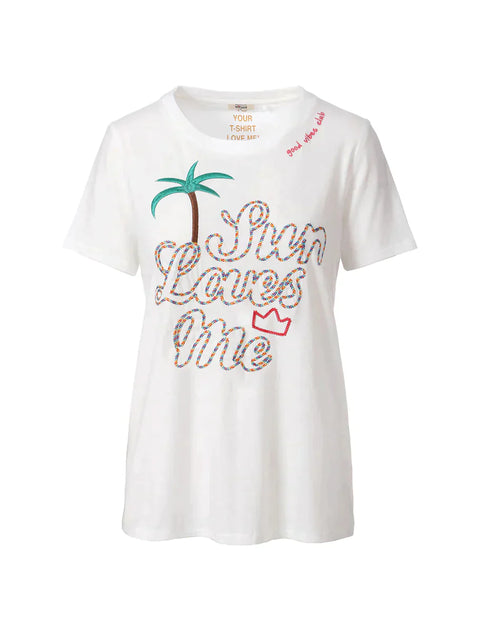 Me 369 Willow Palm Embroidered Tee Shirt by Me 369 from Marina St Barth