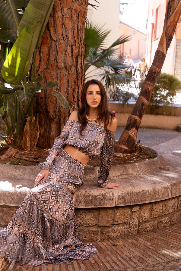 Marlea Marine Maxi Skirt Silk by Marlea from Marina St Barth