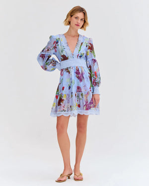 PatBo Lily Flower Long Sleeve Plunge Mini Dress by PatBo from Marina St Barth