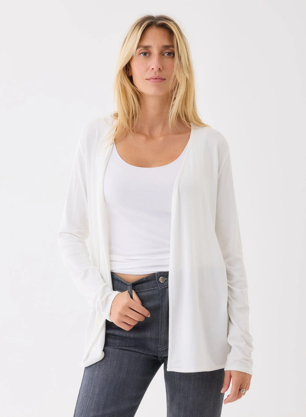 Majestic Stretch Linen Open Cardigan by Majestic Filature from Marina St Barth
