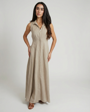 Linen Shirt Dress No Sleeve
