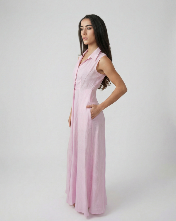 Linen Shirt Dress No Sleeve