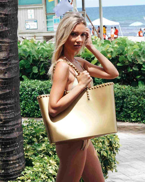 Angelica Metallic Large Tote by Carmen Sol from Marina St Barth