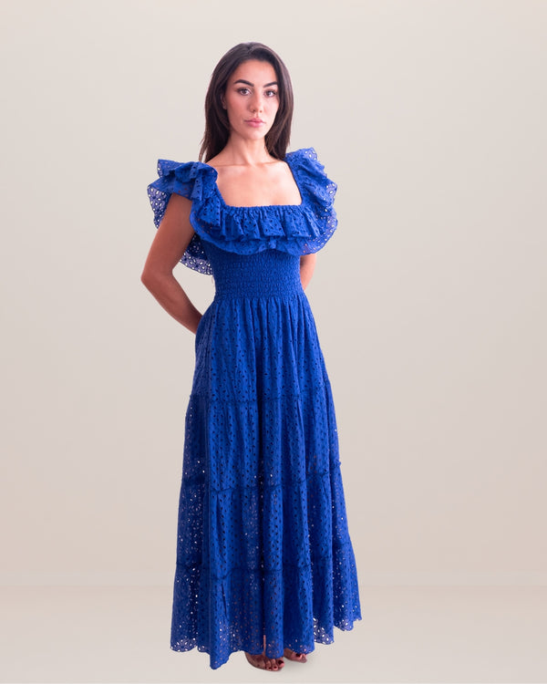 Positano Volant Linen Long Dress by Luisa Positano from Marina St Barth