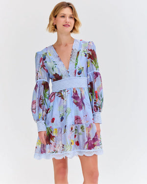 PatBo Lily Flower Long Sleeve Plunge Mini Dress by PatBo from Marina St Barth