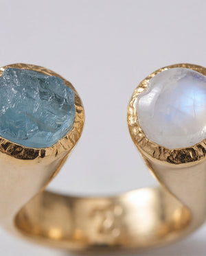 Lassanai Aquamarine & Moonstone Stargazer Ring Gold
