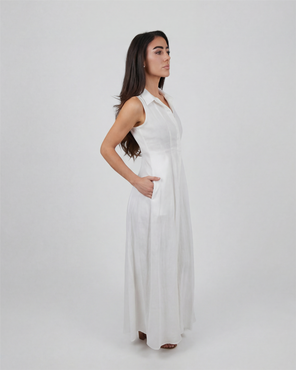 Linen Shirt Dress No Sleeve