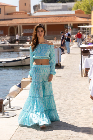 Marlea Marine Maxi Skirt Silk by Marlea from Marina St Barth