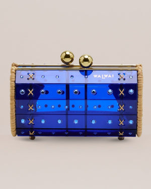 Clutch Strass Gold Blue by Waiwai from Marina St Barth