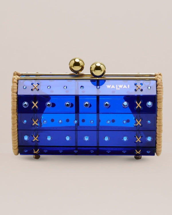 Clutch Strass Gold Blue by Waiwai from Marina St Barth