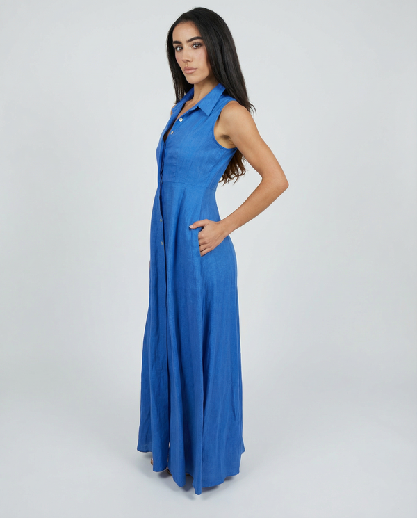 Linen Shirt Dress No Sleeve
