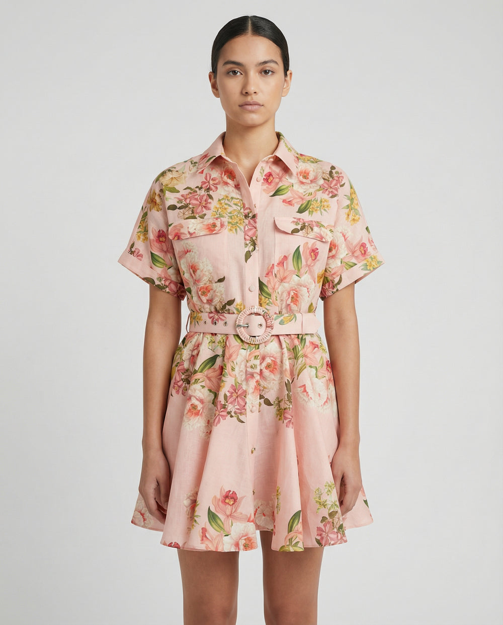 Ayla Buckle Belt Short Dress