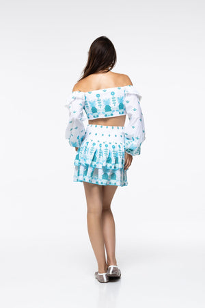 Paulina Skirt Aqua Pineapple by Marlea from Marina St Barth