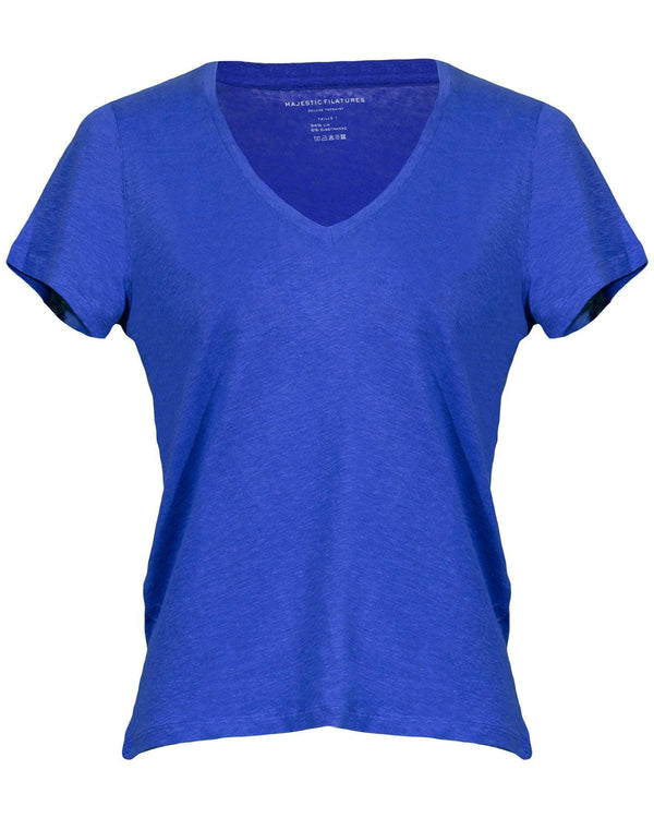 Majestic Stretch Linen V Neck