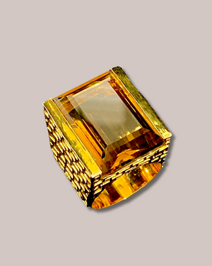 Tay Smokey Qtz. Set Chiselled Stephie Ring by Tay from Marina St Barth