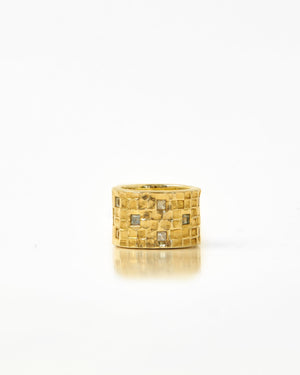 Tay Gemset Chiselled Tube Ring by Tay from Marina St Barth