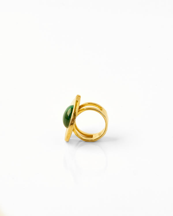 Tay Malachite Set Ovoid Panel Ring by Tay from Marina St Barth