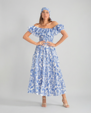 Positano Volant Linen Long Dress by Luisa Positano from Marina St Barth