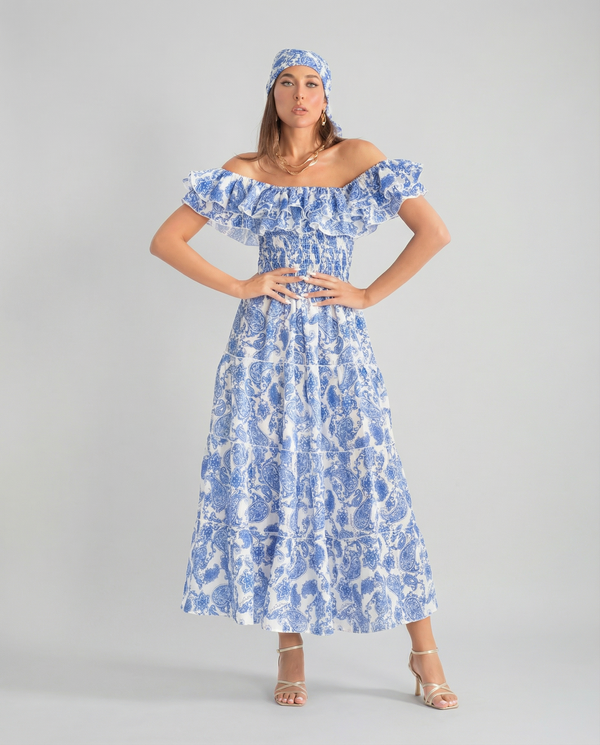 Positano Volant Linen Long Dress by Luisa Positano from Marina St Barth