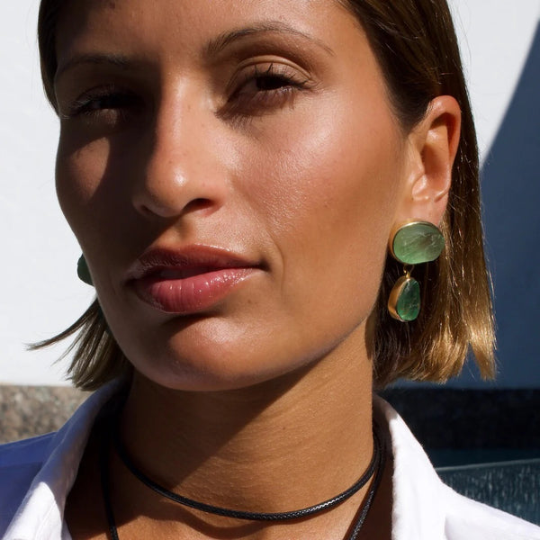 Green Fluorite Goddess earrings by Lassanai from Marina St Barth