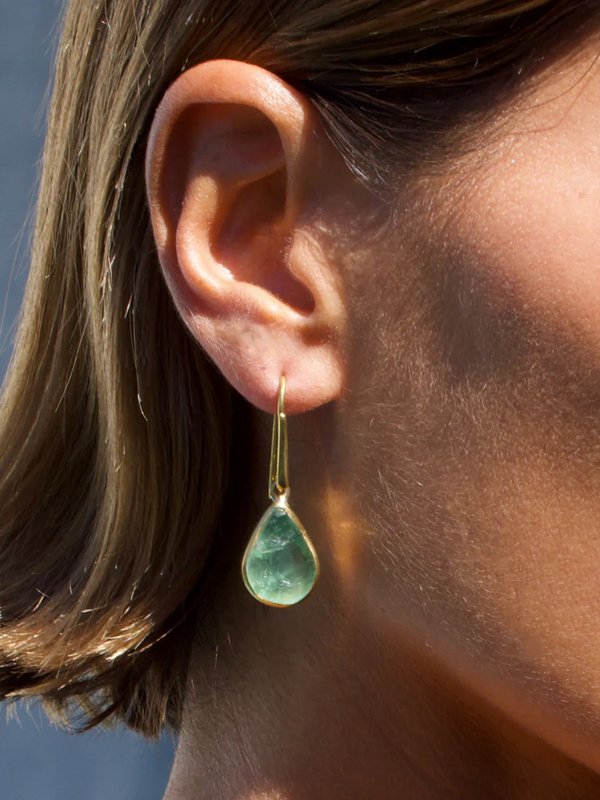 Green Fluorite Teardrop earrings by Lassanai from Marina St Barth