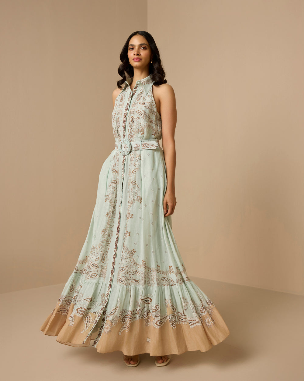 Hemant & Nandita Navi Long Shirt Dress With Buckle Belt by Hemant & Nandita from Marina St Barth