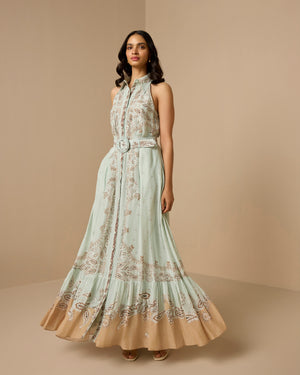 Hemant & Nandita Navi Long Shirt Dress With Buckle Belt by Hemant & Nandita from Marina St Barth