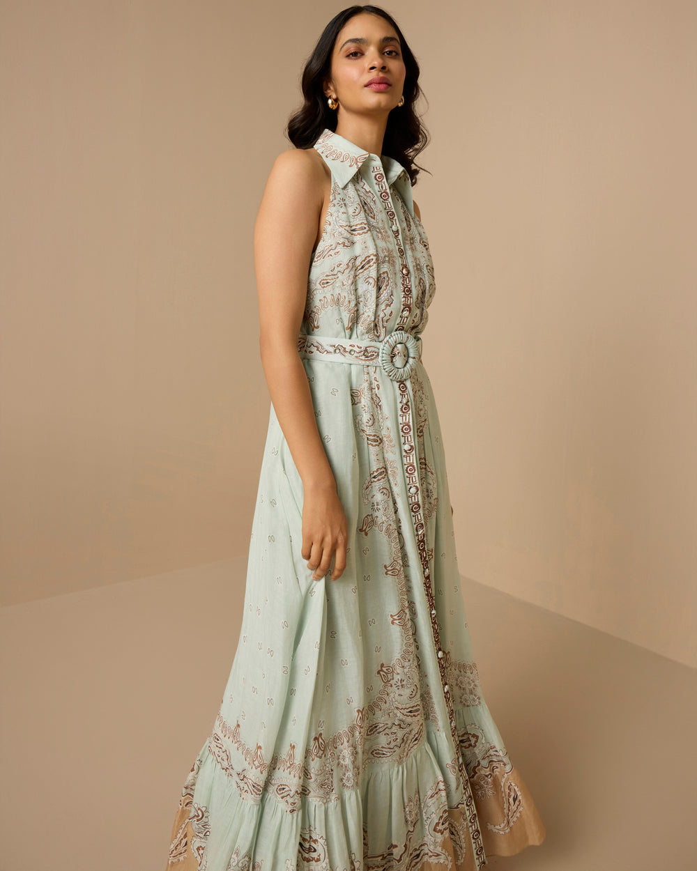 Hemant & Nandita Navi Long Shirt Dress With Buckle Belt by Hemant & Nandita from Marina St Barth