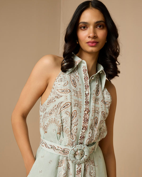 Hemant & Nandita Navi Long Shirt Dress With Buckle Belt by Hemant & Nandita from Marina St Barth