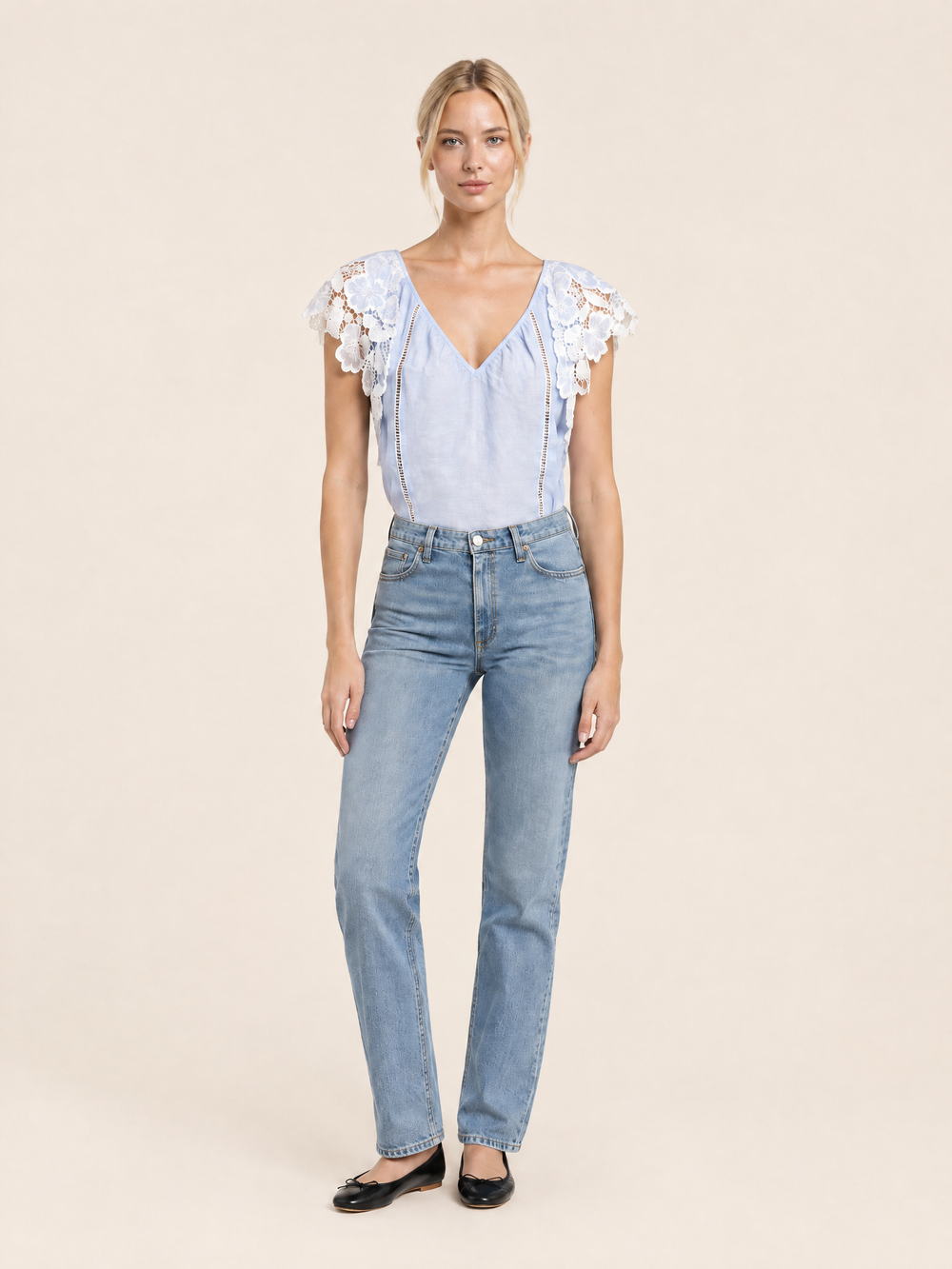 Ramy Brooke Hilary Chambray Linen Top
