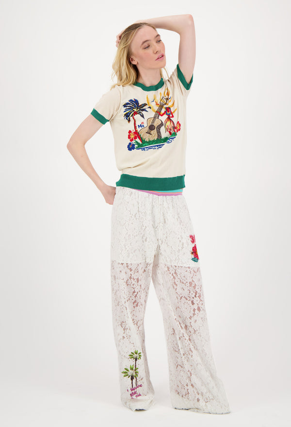 Me369 Moa Lace Straight Leg Pants by Me 369 from Marina St Barth