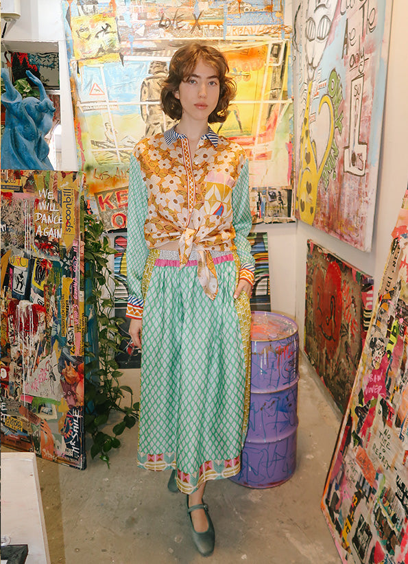 Me369 Layla Printed Midi Skirt by Me 369 from Marina St Barth