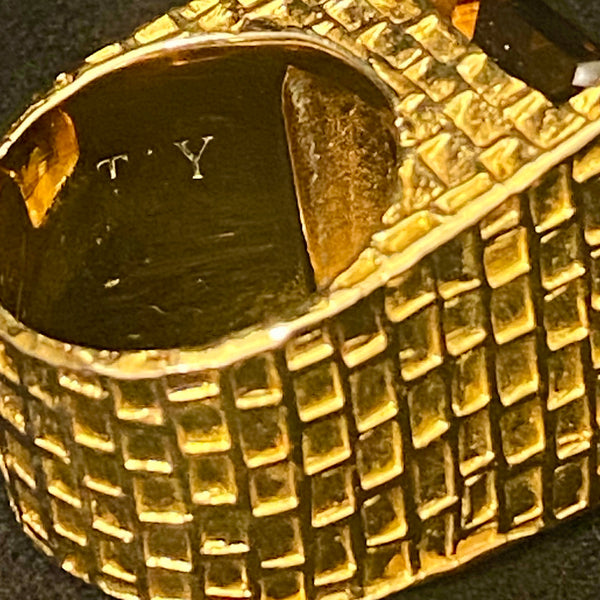 Tay Smokey Qtz. Set Chiselled Stephie Ring by Tay from Marina St Barth