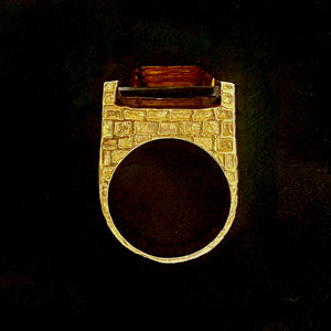 Tay Smokey Qtz. Set Chiselled Stephie Ring by Tay from Marina St Barth