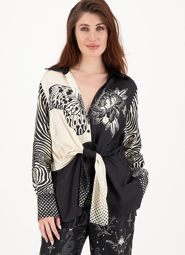 Reyna Black Magic Tie Waist Shirt by Me 369 from Marina St Barth