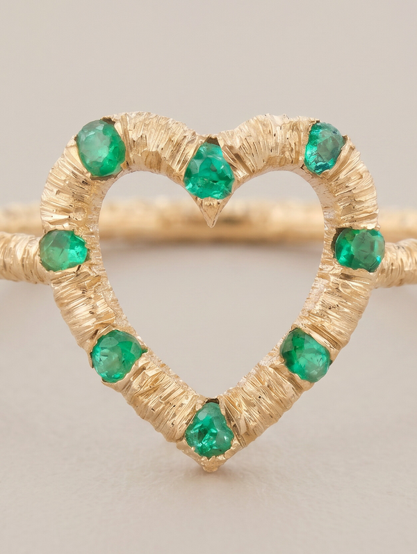 Skaska Open Heart Emerald Pinky Ring