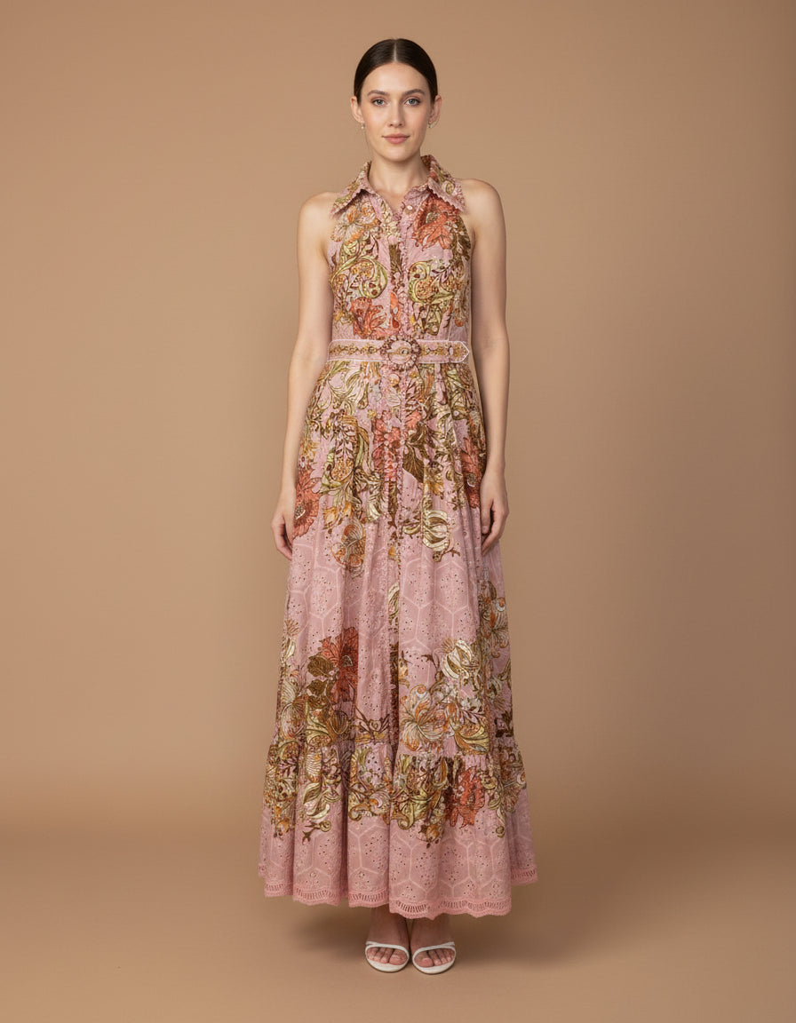 Hemant & Nandita Sula Long Shirt Dress W/Belt