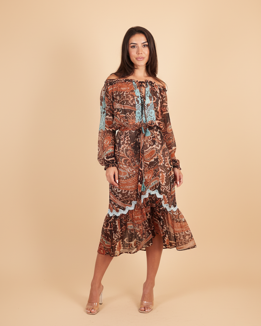 Vanita Rosa Manille Ruffle Long Dress