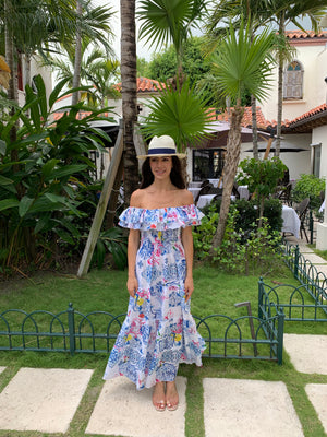 Positano Volant Linen Long Dress by Luisa Positano from Marina St Barth
