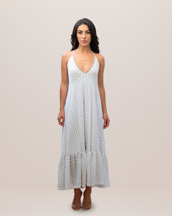 White Gold Long Dress by Pho Firenze from Marina St Barth
