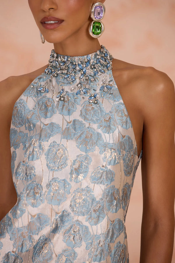 Luma Jacquard Feather Mini Dress