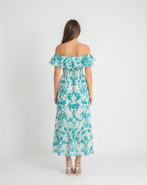 Positano Volant Linen Long Dress by Luisa Positano from Marina St Barth