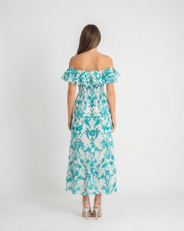 Positano Volant Linen Long Dress by Luisa Positano from Marina St Barth