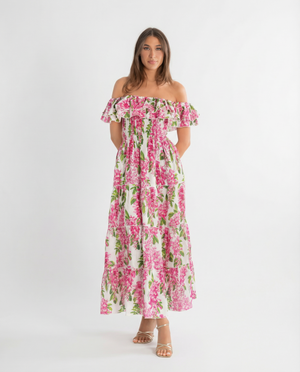 Positano Volant Linen Long Dress by Luisa Positano from Marina St Barth