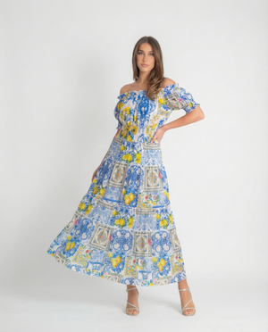 Positano Volant Linen Long Dress by Luisa Positano from Marina St Barth
