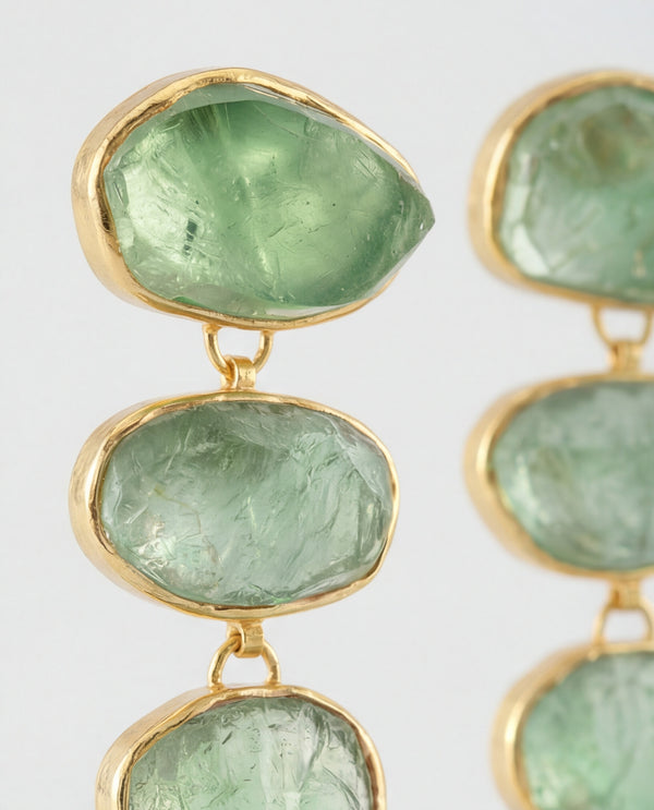Lassanai Green Fluorite Paradiso Cascades Earrings Gold
