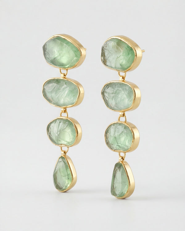 Lassanai Green Fluorite Paradiso Cascades Earrings Gold