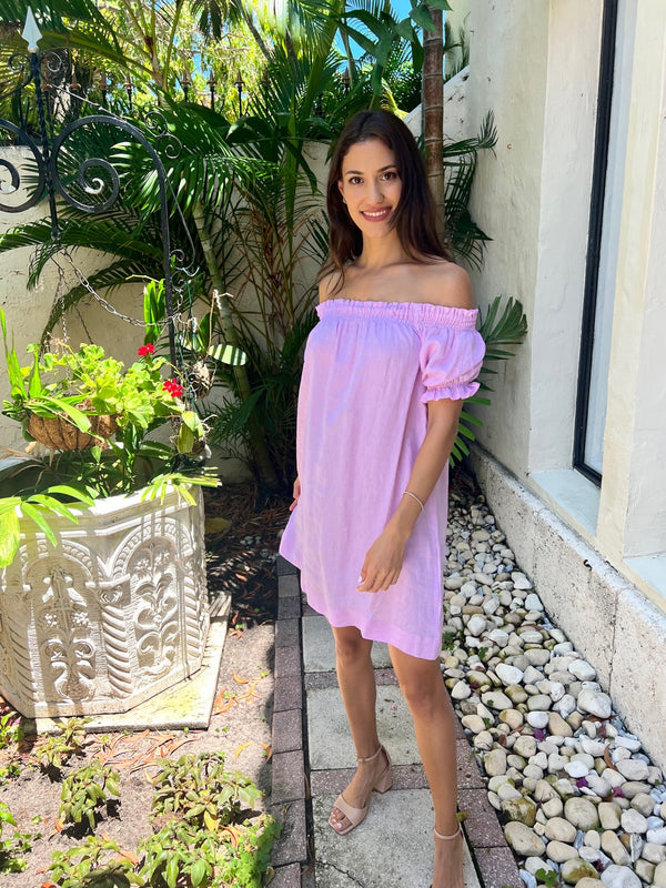 Linen Susanna off the Shoulder Dress by Marina St Barth from Marina St Barth