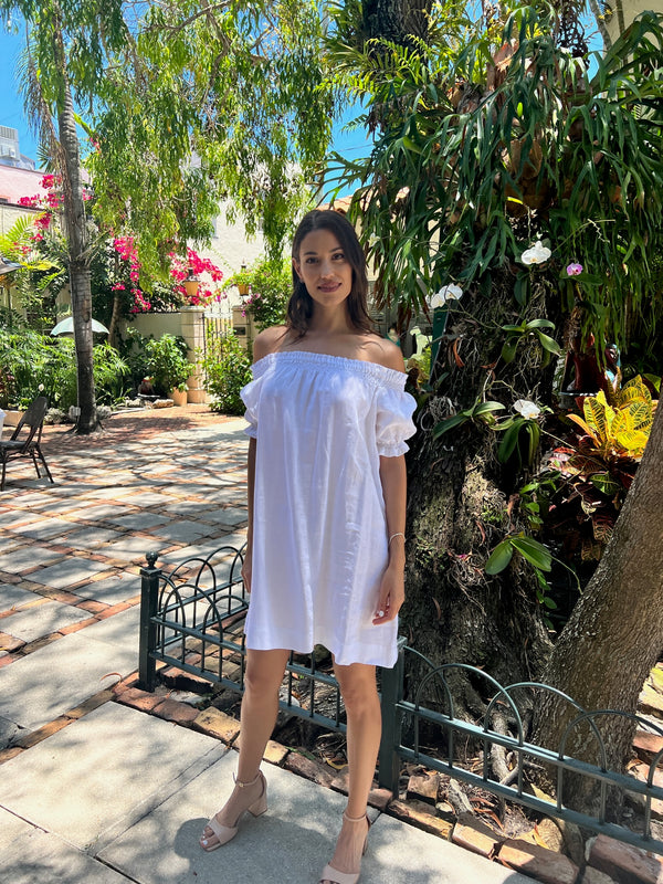 Linen Susanna off the Shoulder Dress by Marina St Barth from Marina St Barth